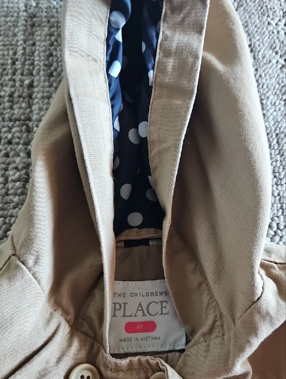 The Children's Place Beige Hooded Pea Coat for Kids